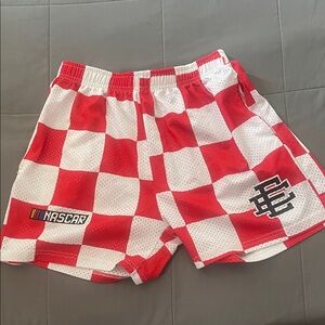 Eric Emanuel’s Red and White Checkered NASCAR Shorts